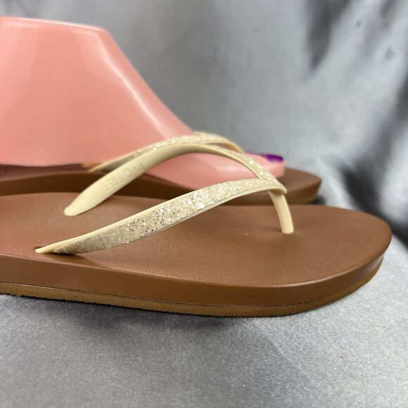 Reef Stargazer‎ Thong Sandals Women's 8.5 Yellow Sparkle Flip Flops Summer Beach - Picture 5 of 15